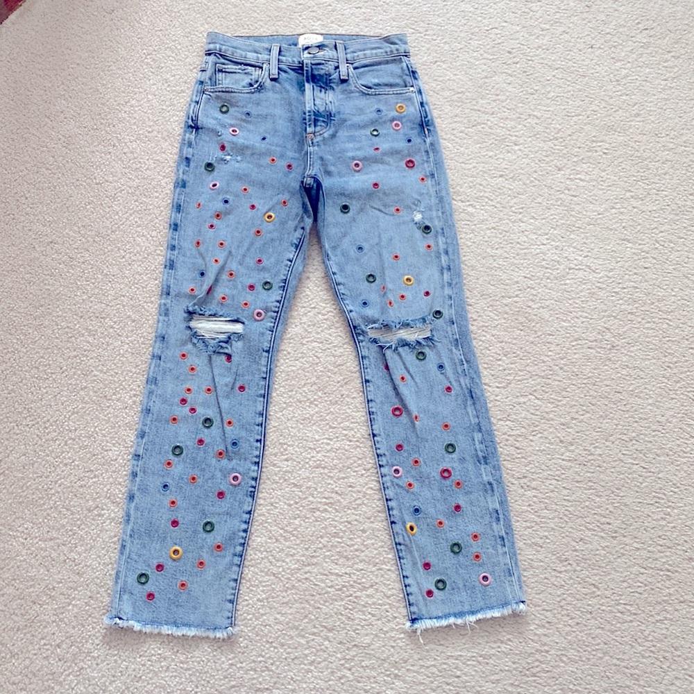 Alice + Olivia Girlfriend Crop Jeans Last Call Distressed